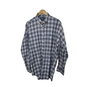 Ralph Lauren BLAKE Long Sleeve Plaid Button Down Navy Blue Shirt Men's Large